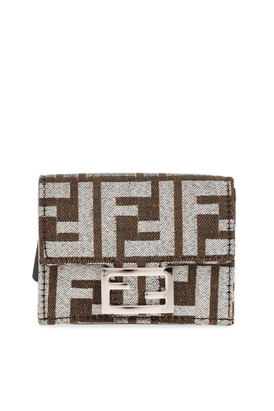 Shop Fendi Monogrammed Tri-fold Wallet In Black