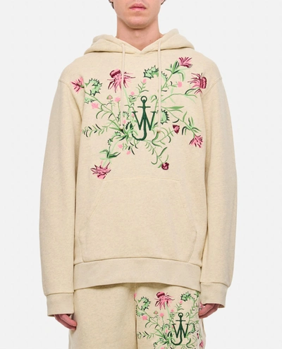 Shop Jw Anderson J.w. Anderson Pol Thistle Embroidery Hoodie In Beige