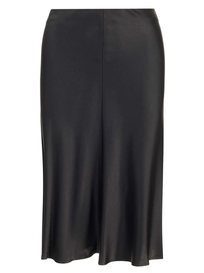 Shop Stella Mccartney Satin Midi Skirt In Black
