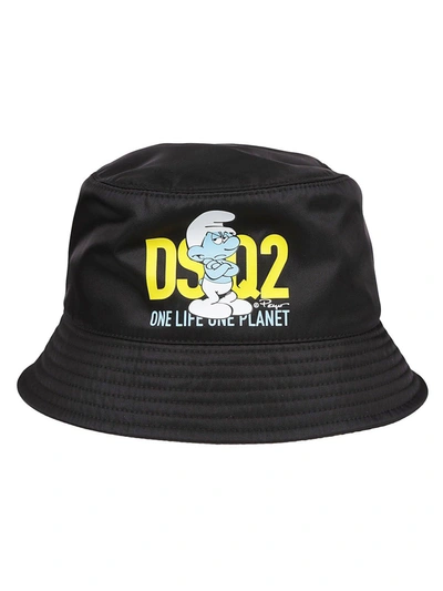 Shop Dsquared2 Grouchy Smurf Bucket Hat In Black