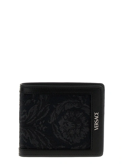 Shop Versace Barocco Wallet In Black