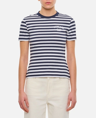Shop Versace Striped Jersey T-shirt In Blue