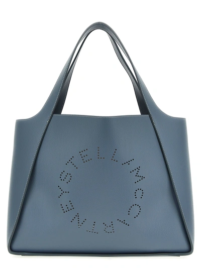 Shop Stella Mccartney Logo Shopping Bag In Blue Grey