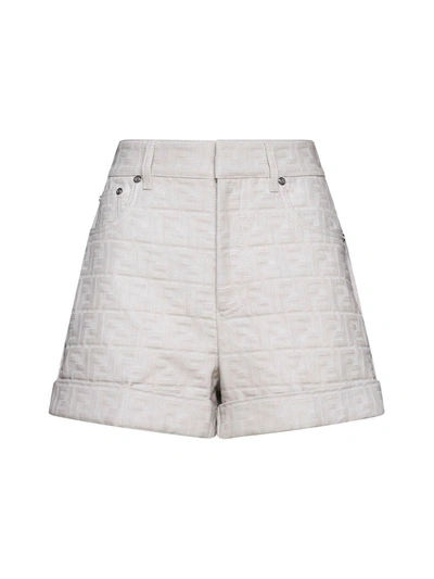 Shop Fendi Ff Jacquard Shorts In Grey