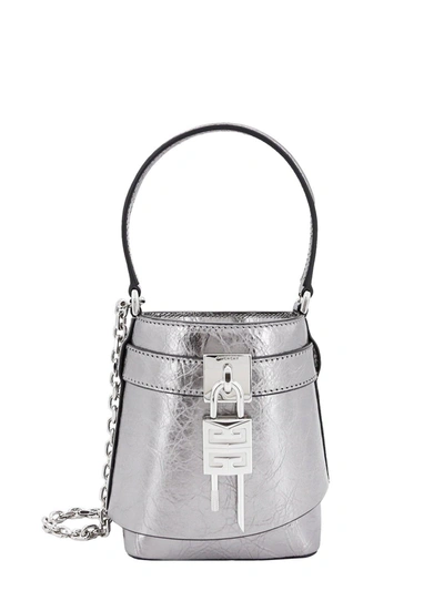 Shop Givenchy Micro Shark Lock Bucket Bag In Grey