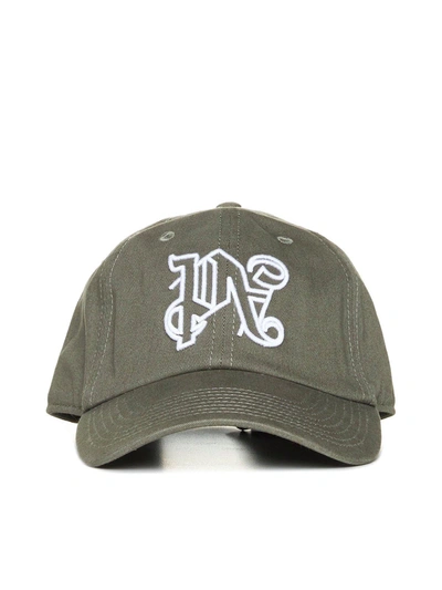 Shop Palm Angels Monogram Embroidered Baseball Cap In Military White