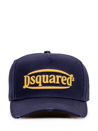 Shop Dsquared2 Baseball Cap With Logo In Navy+giallo