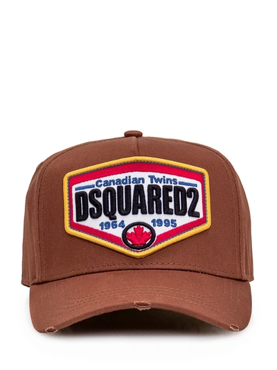 Shop Dsquared2 Baseball Cap With Patch In Nocciola