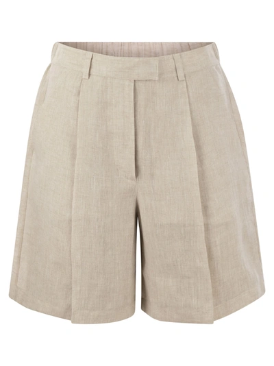 Shop Brunello Cucinelli Linen Shorts In Natural