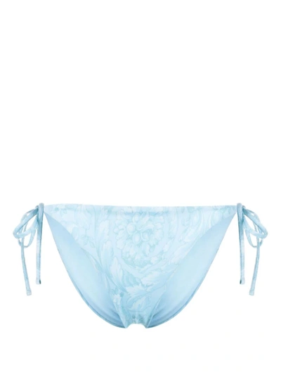 Shop Versace Swim Slip Lycra Vita Recycled Barocco Ss92 All Over In Pale Blue