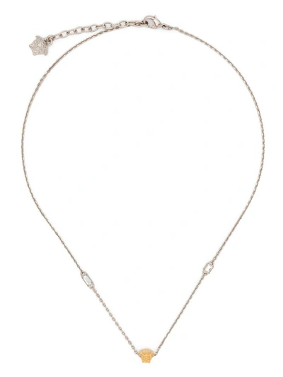 Shop Versace Necklace Metal Strass In Palladium  Gold Crystal