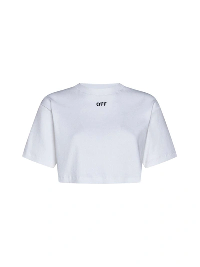 Shop Off-white Off-stamp Crewneck Cropped T-shirt
