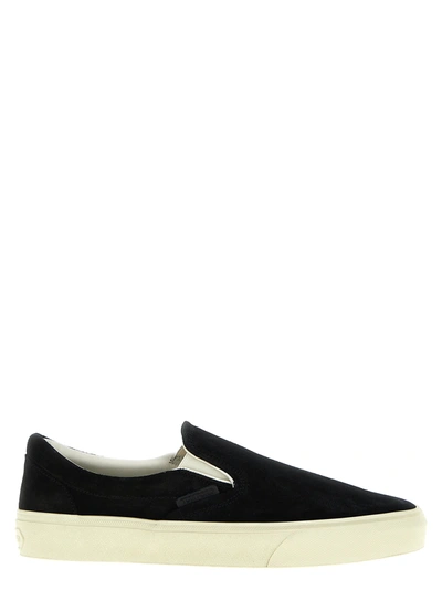 Shop Tom Ford Jude Slip On Sneakers In White/black