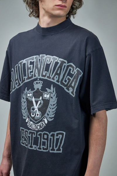 Shop Balenciaga College Logo Print T-shirt