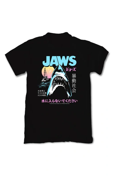 Shop Riot Society Jaws Kanji Cotton Graphic Tee In Black