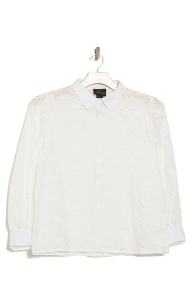 Shop Forgotten Grace Eyelet Button Down Shirt In White
