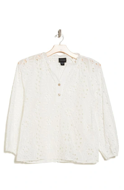 Shop Forgotten Grace Cotton Eyelet Button-up Shirt In White