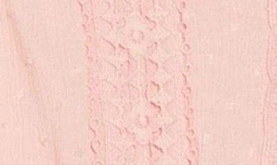 Shop Forgotten Grace Swiss Dot Cap Sleeve Crochet Lace Trim Top In Blush