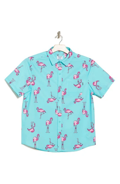 Shop Hurley Flamingo Stretch Woven Shirt In Turquoise