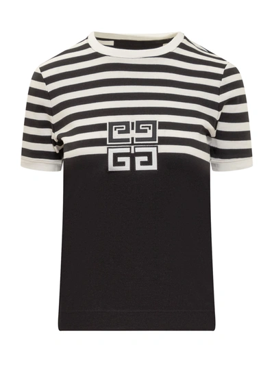 Shop Givenchy 4g Cotton Striped T-shirt In Black White