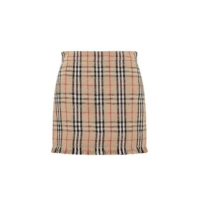 Shop Burberry Vintage Pattern Mini Skirt In Beige