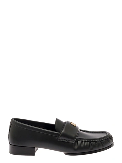 Shop Givenchy Black Loafers With Logo Detail In Smooth Leather Woman