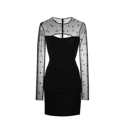 Shop Givenchy 4g Plumetis Dress In Black