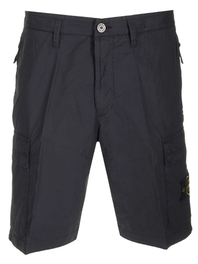 Shop Stone Island Shorts In Strech Cotton In Black