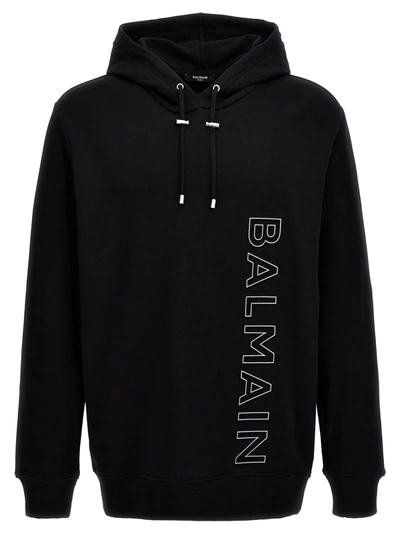 Shop Balmain Reflective Logo Hoodie In Black