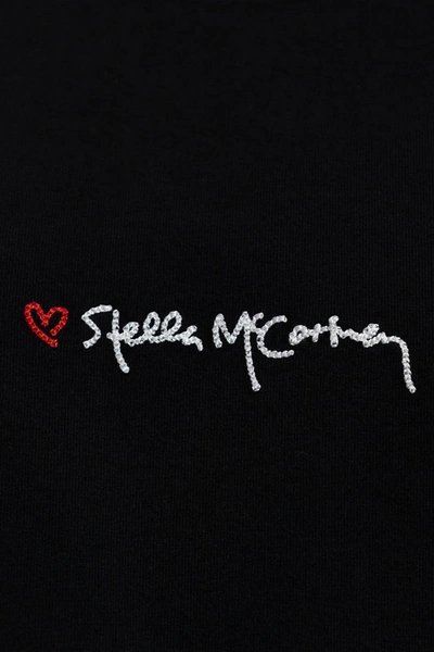Shop Stella Mccartney Logo Embroidered Crewneck T-shirt In Black