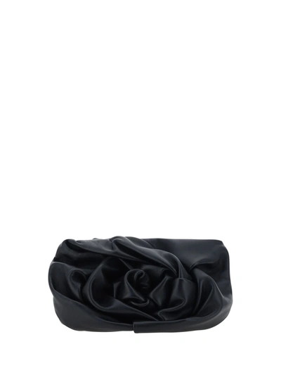 Shop Burberry Rose Clutch Bag In Black