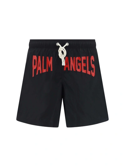 Shop Palm Angels Swimsuit In Black Red