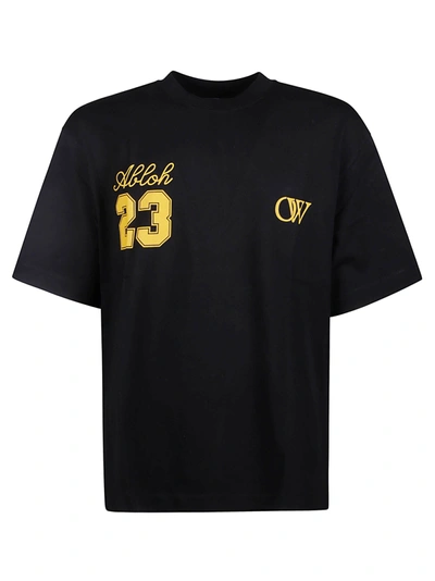 Shop Off-white Ow 23 Skate T-shirt In Black/gold