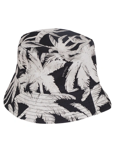 Shop Palm Angels All-over Bucket Hat In Black/off-white