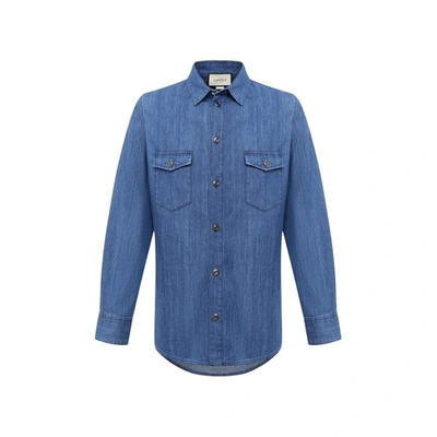 Shop Gucci Cotton Denim Shirt In Blue