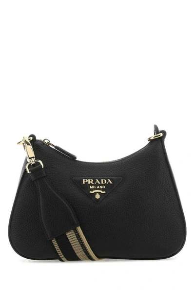 Shop Prada Logo Plaque Zipped Crossbody Bag In Default Title
