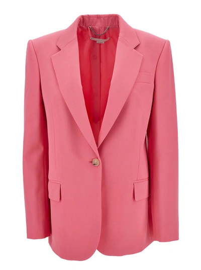 Shop Stella Mccartney Iconic Salmon Pink Sing-breasted Jacket With Single Button In Wool Woman In Fuxia