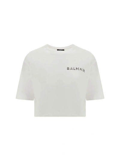 Shop Balmain T-shirt In Gac Blanc Argent
