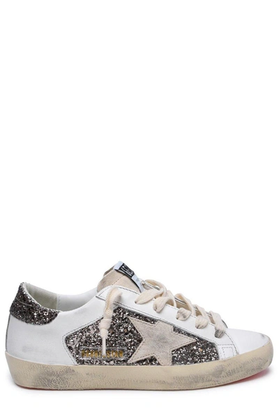 Shop Golden Goose Super Star Panelled Sneakers In Glitter Wh Pearl