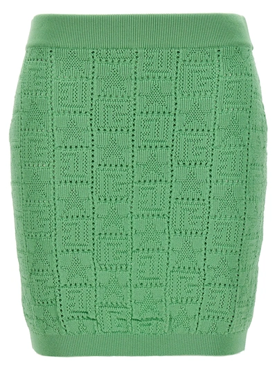 Shop Balmain Monogramma Skirt In Green