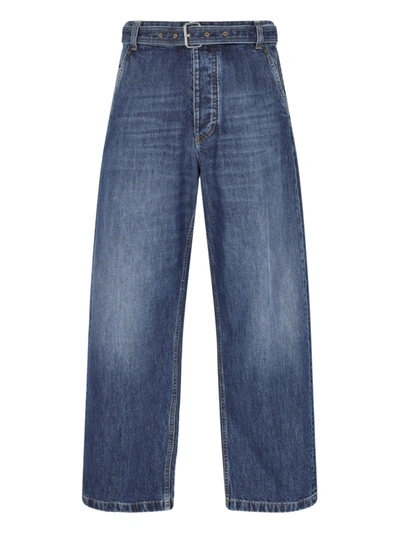 Shop Bottega Veneta Wide Jeans In Mid Blue