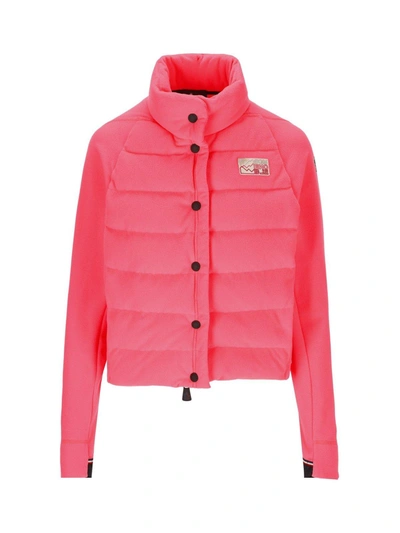 Shop Moncler Logo Patch Buttoned Jacket In Pink