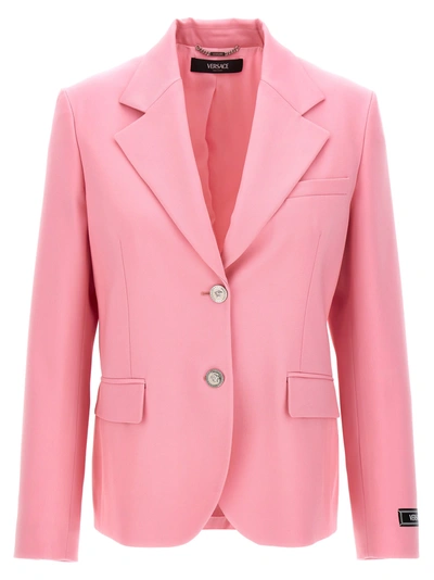Shop Versace Single-breasted Blazer In Pink