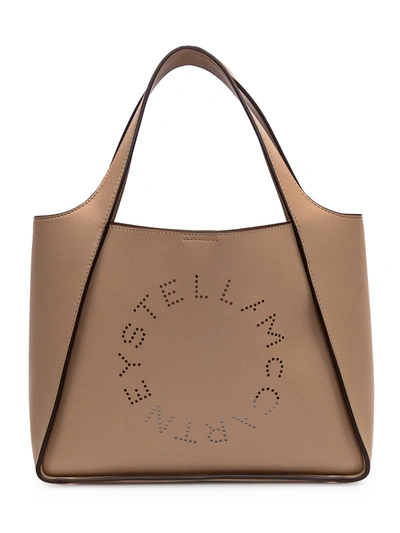 Shop Stella Mccartney Tote Logo Bag In Sand