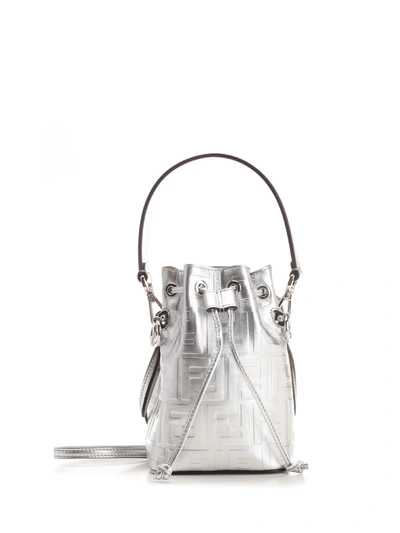 Shop Fendi Mini Size Mon Tresor Bucket Bag In Silver