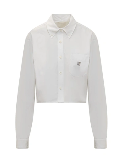 Shop Givenchy Poplin Short Shirt In White