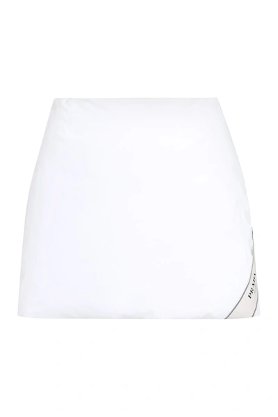 Shop Prada Cotton Mini-skirt In White