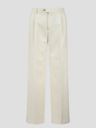 Shop Gucci Gg Wool Jacquard Pant In White
