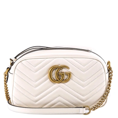 Shop Gucci Gg Marmont Shoulder Bag In White
