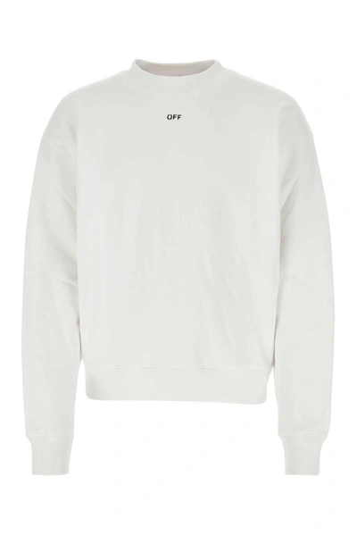 Shop Off-white Logo Detailed Crewneck Sweatshirt In White Black